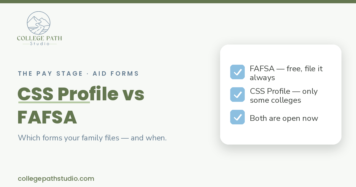 CSS Profile vs FAFSA: which forms your family files, and when